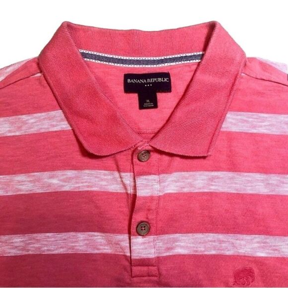Banana Republic Striped Polo in Pink/Pink Heather Men’s XL - Picture 2 of 7